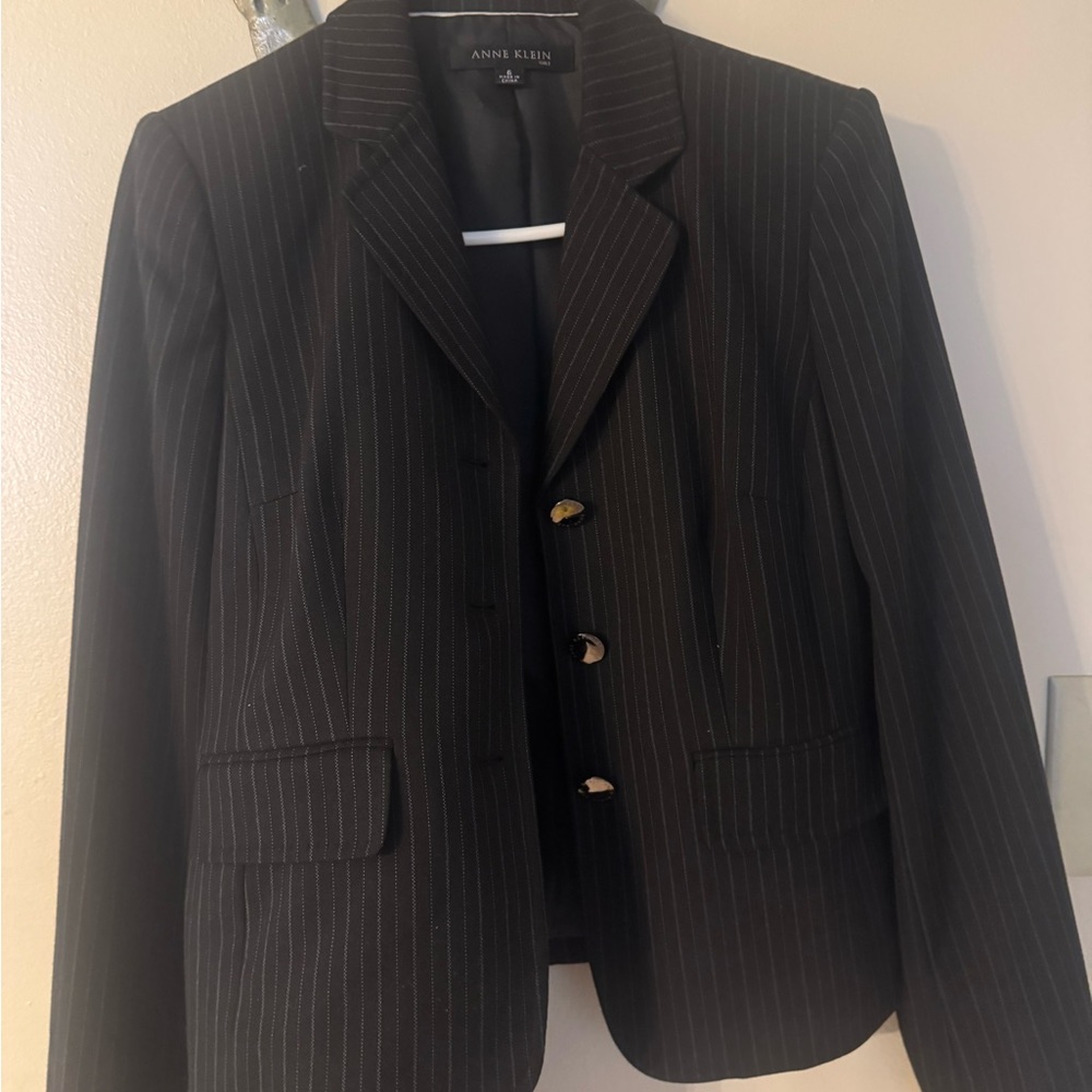 Anne Klein Black Pinstripe Blazer